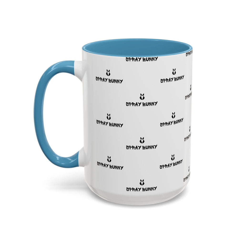 Spray Bunny Patterned Black Handle & Rim Ceramic Mug (11/15 oz)