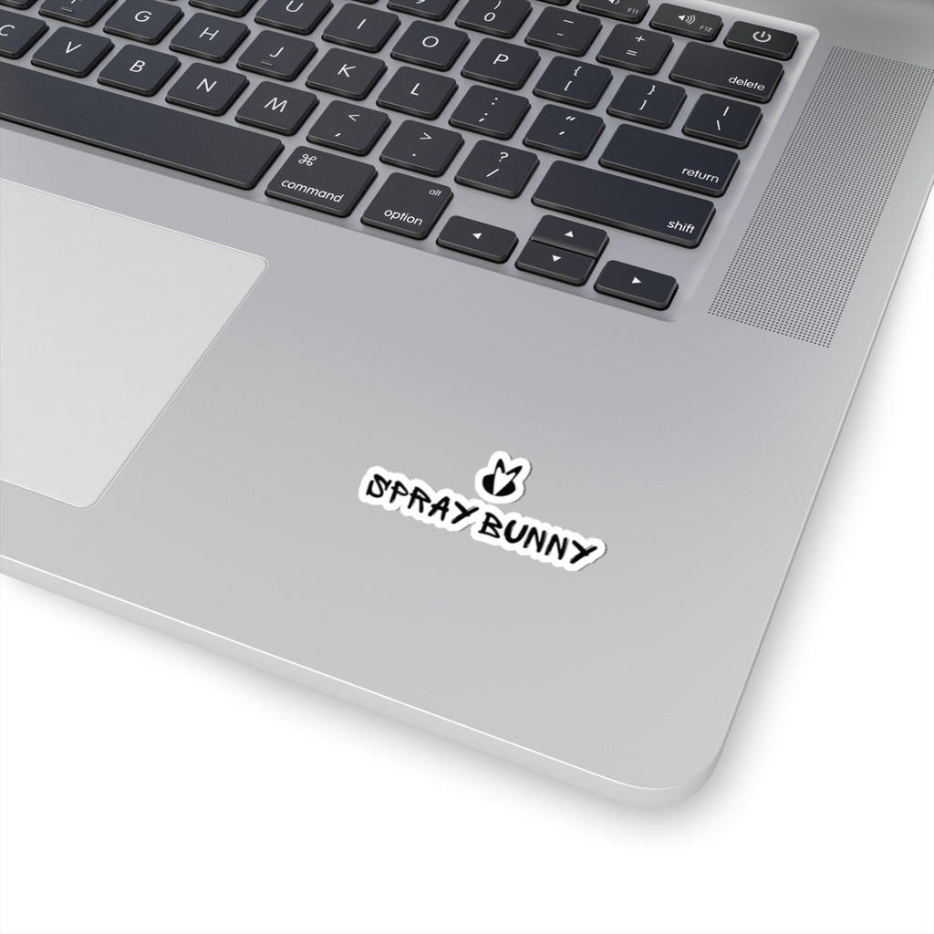 Spray Bunny Kiss-Cut Sticker — Black Graffiti Bunny Decal for Laptops, Skateboards & Water Bottles