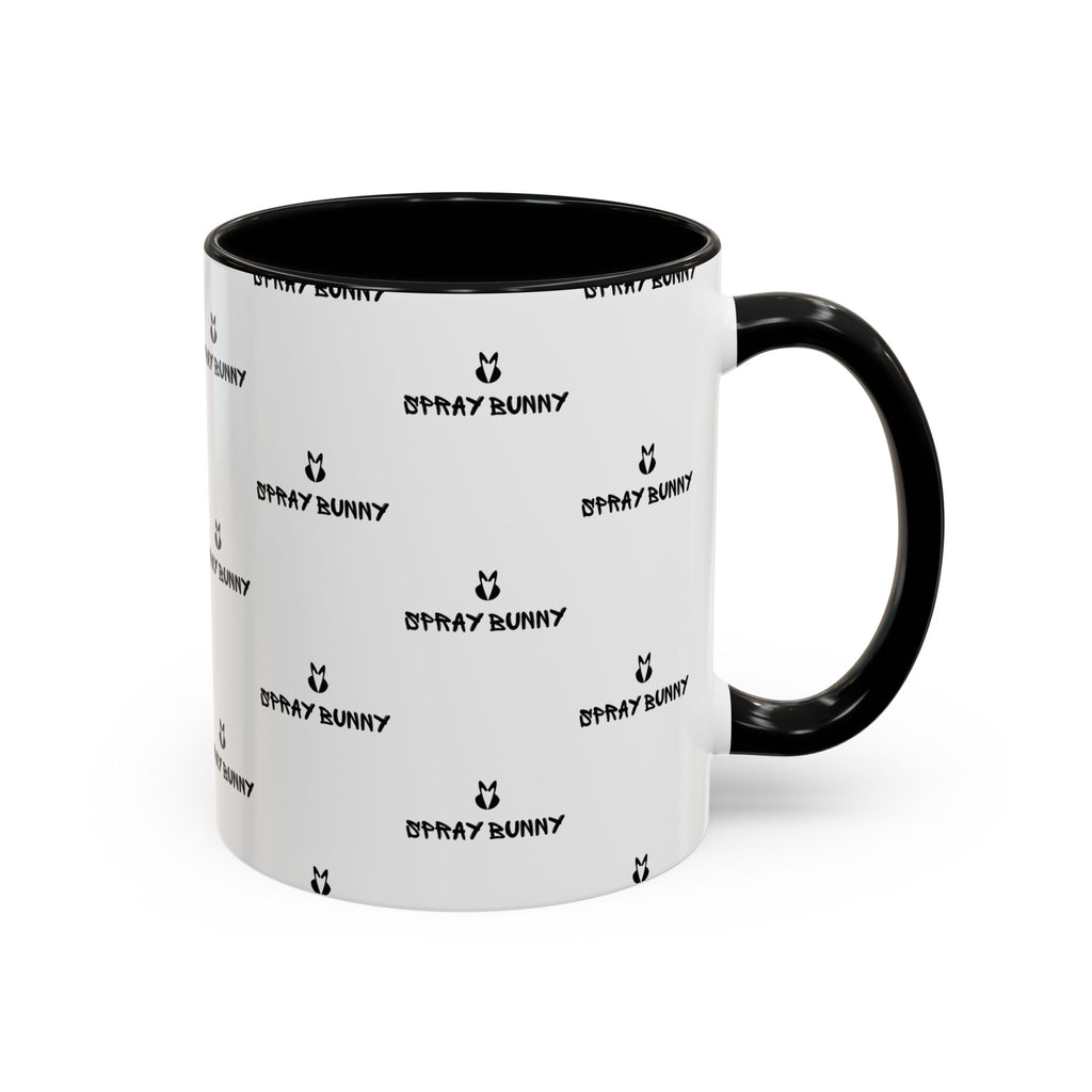 Spray Bunny Patterned Black Handle & Rim Ceramic Mug (11/15 oz)