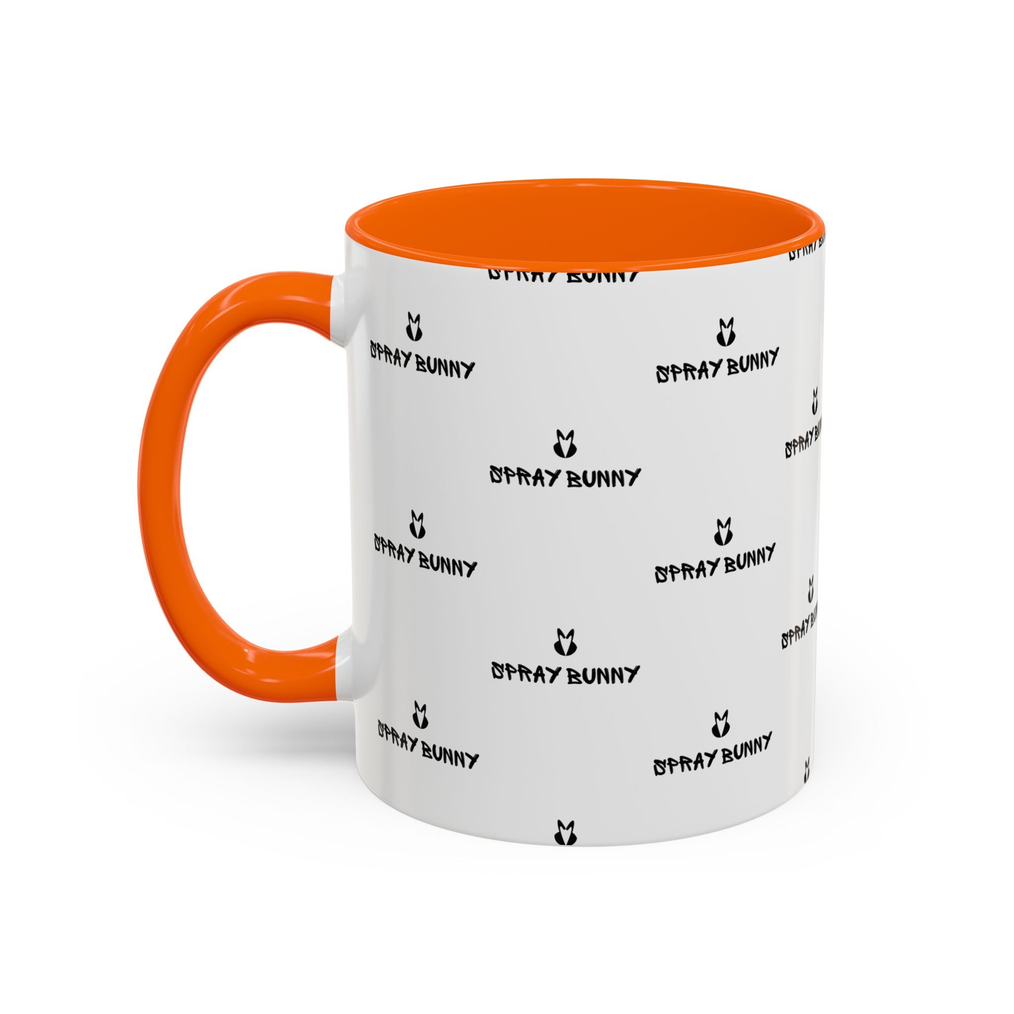 Spray Bunny Patterned Black Handle & Rim Ceramic Mug (11/15 oz)
