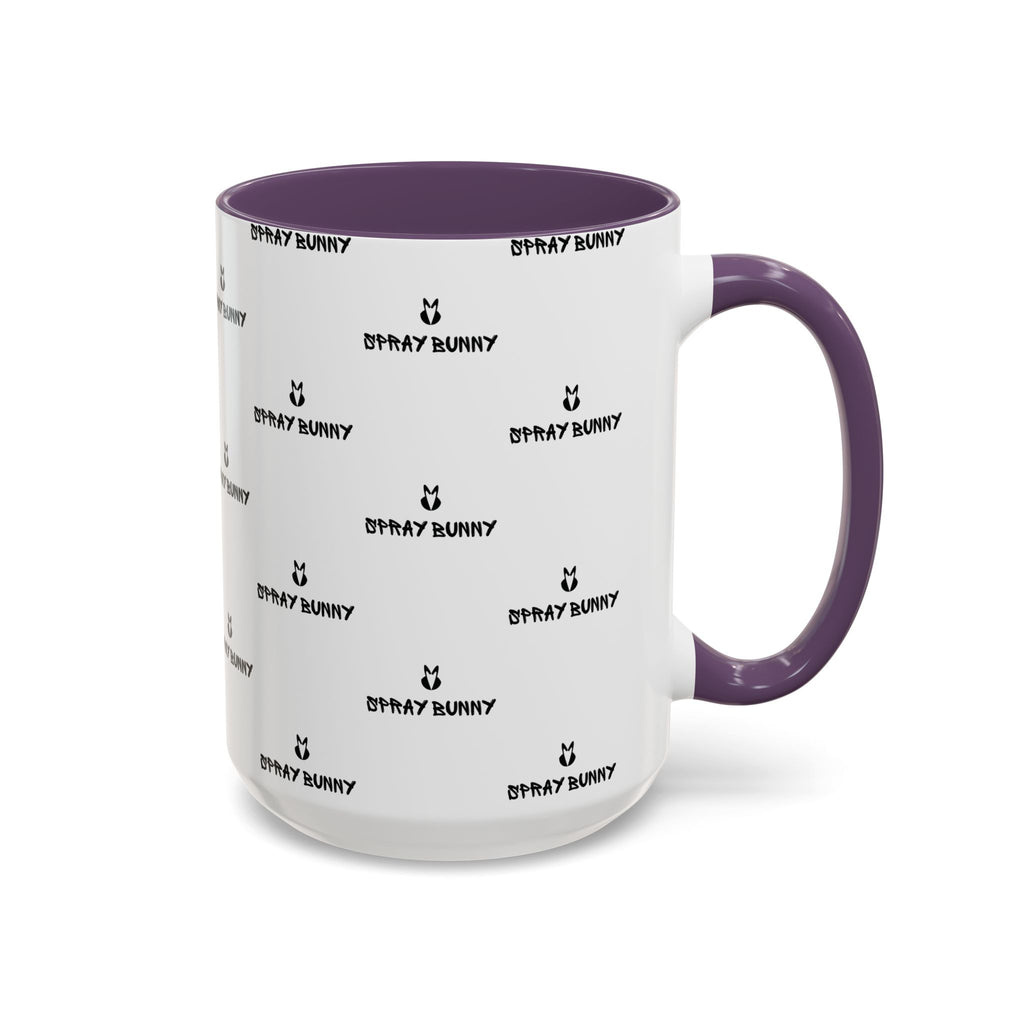 Spray Bunny Patterned Black Handle & Rim Ceramic Mug (11/15 oz)