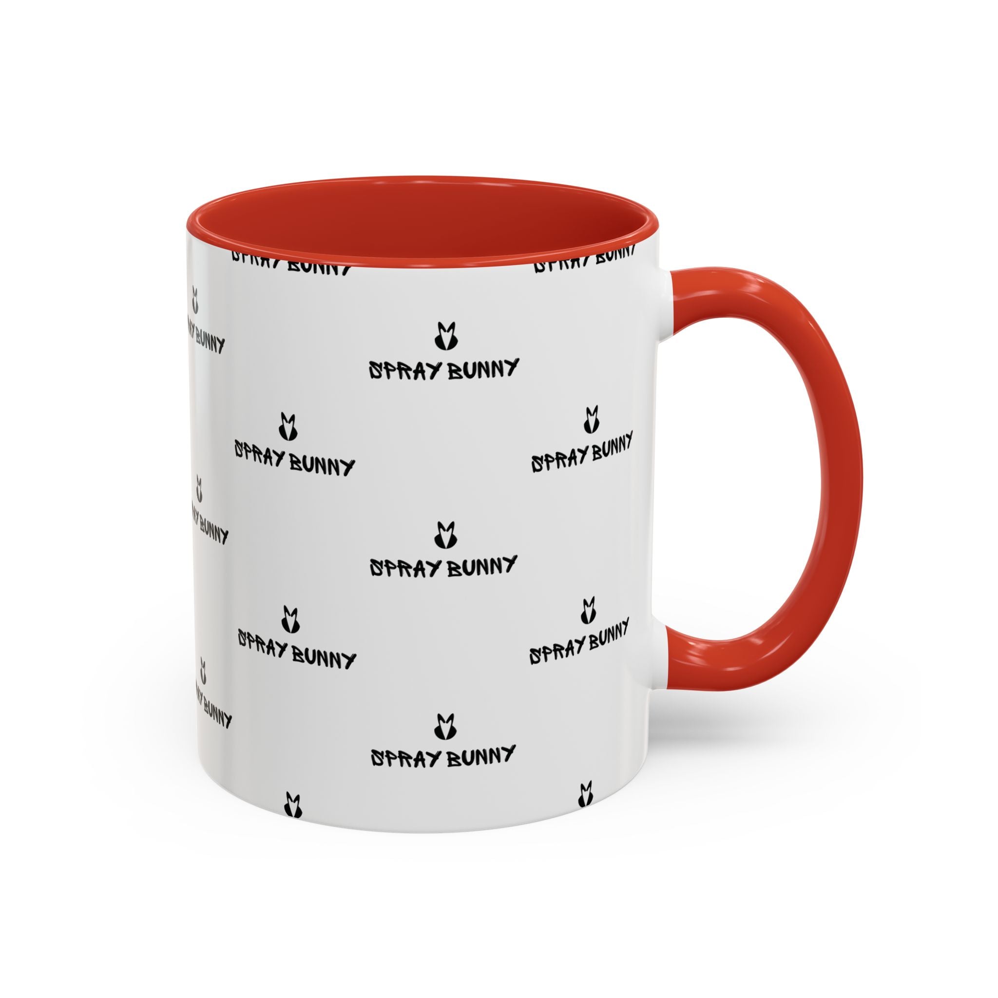 Spray Bunny Patterned Black Handle & Rim Ceramic Mug (11/15 oz)