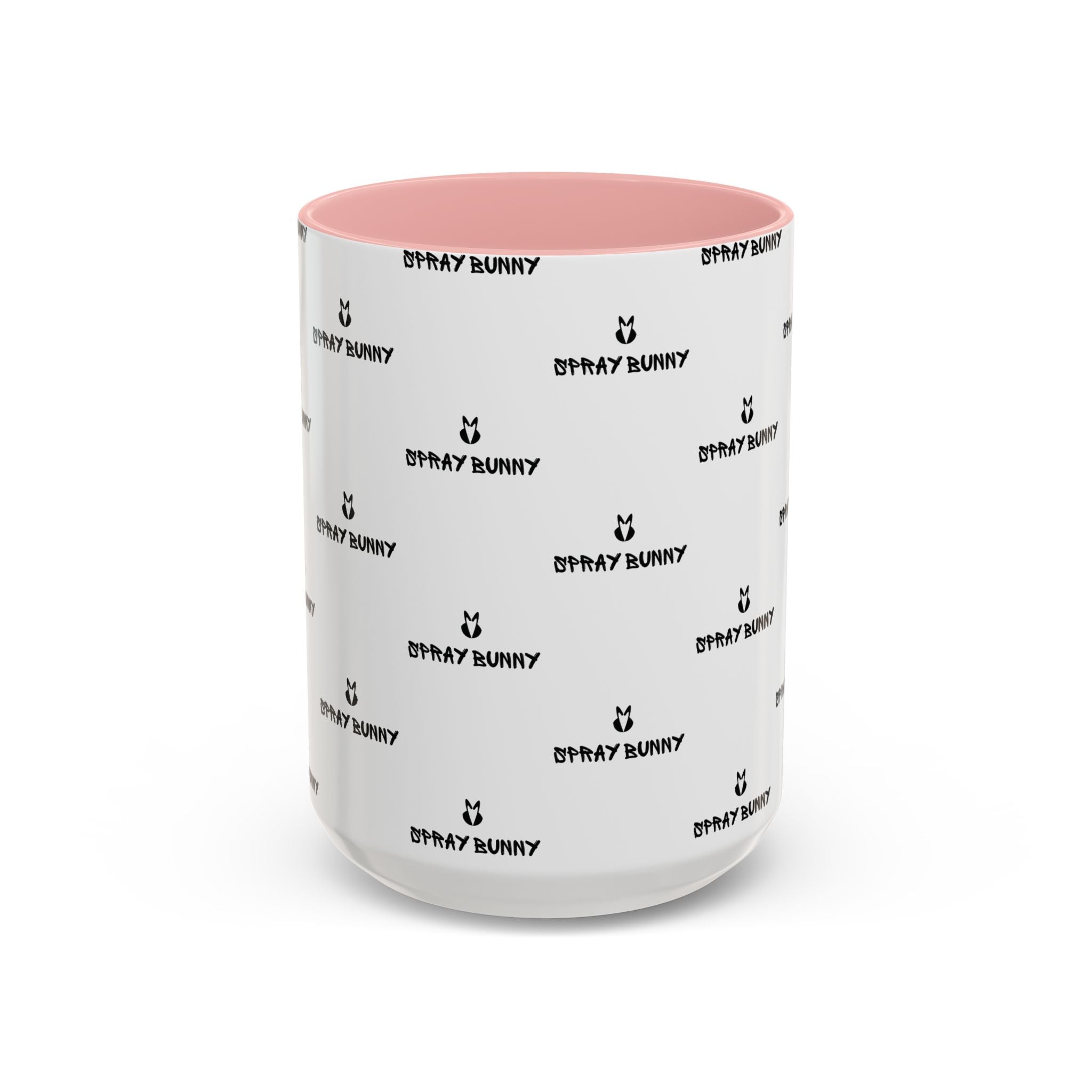 Spray Bunny Patterned Black Handle & Rim Ceramic Mug (11/15 oz)