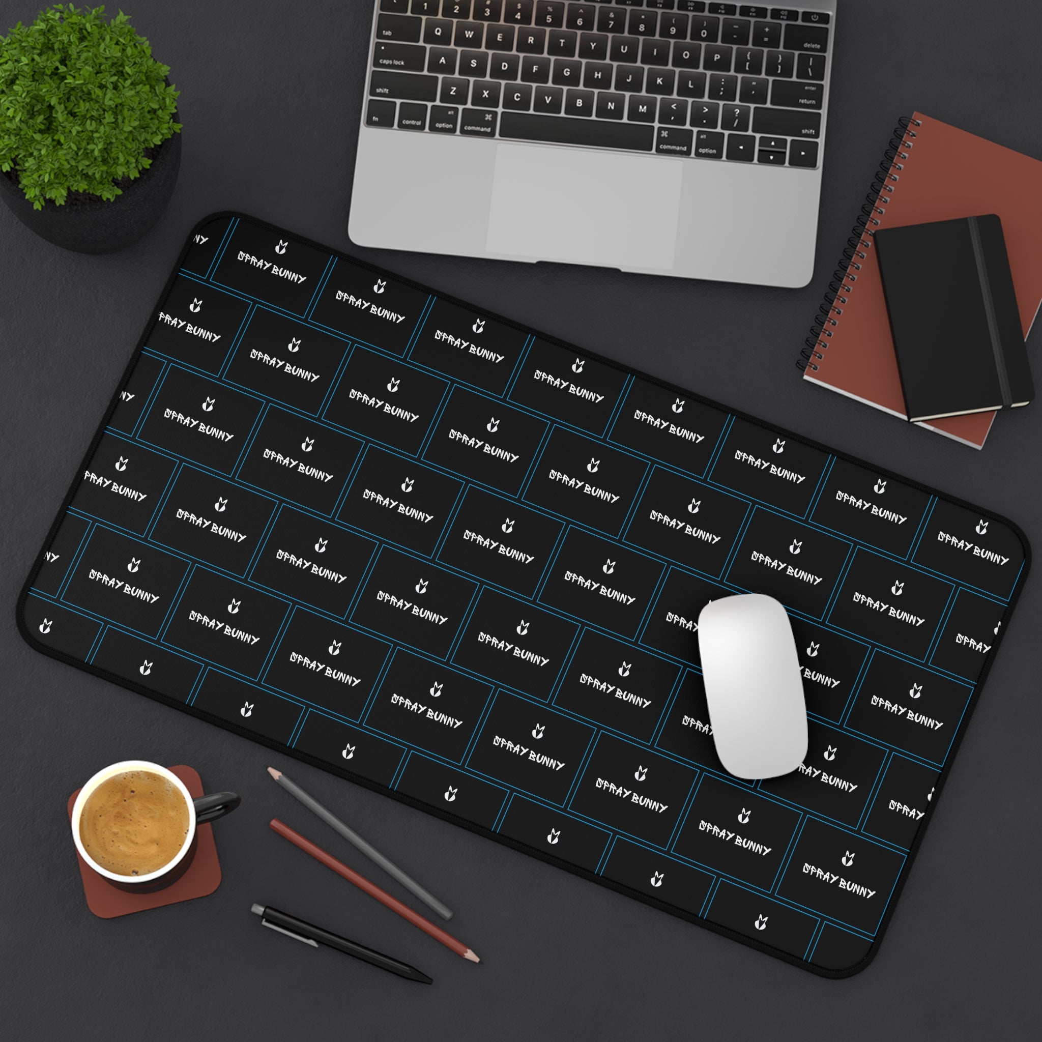Spray Bunny Logo Desk Mat | Business Casual Accessories Black