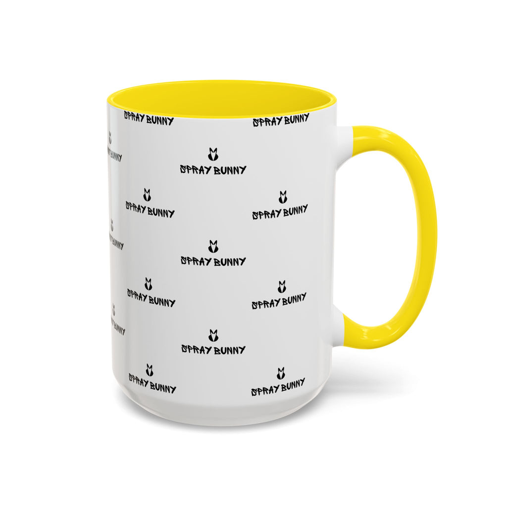 Spray Bunny Patterned Black Handle & Rim Ceramic Mug (11/15 oz)