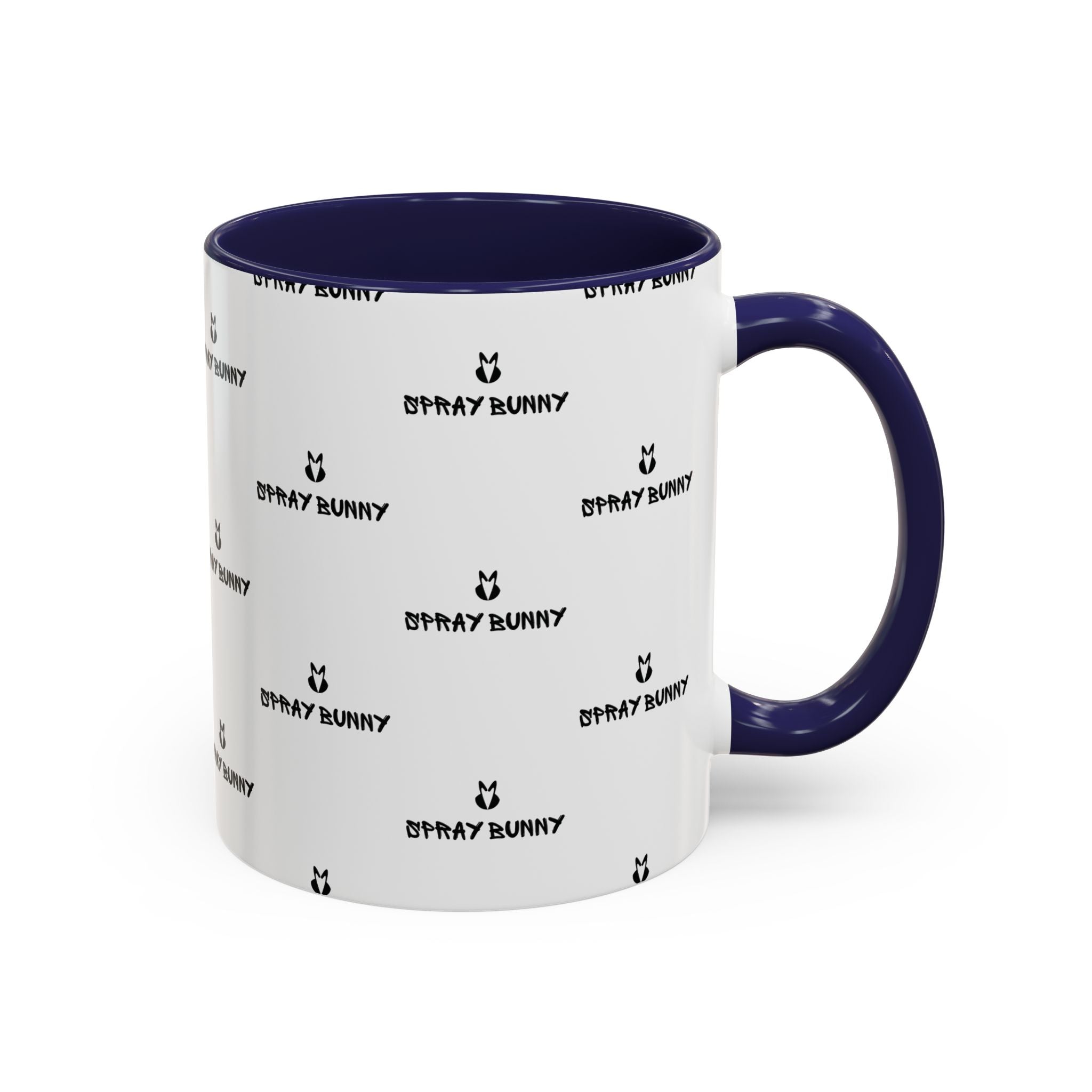 Spray Bunny Patterned Black Handle & Rim Ceramic Mug (11/15 oz)