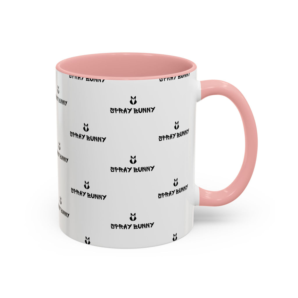 Spray Bunny Patterned Black Handle & Rim Ceramic Mug (11/15 oz)