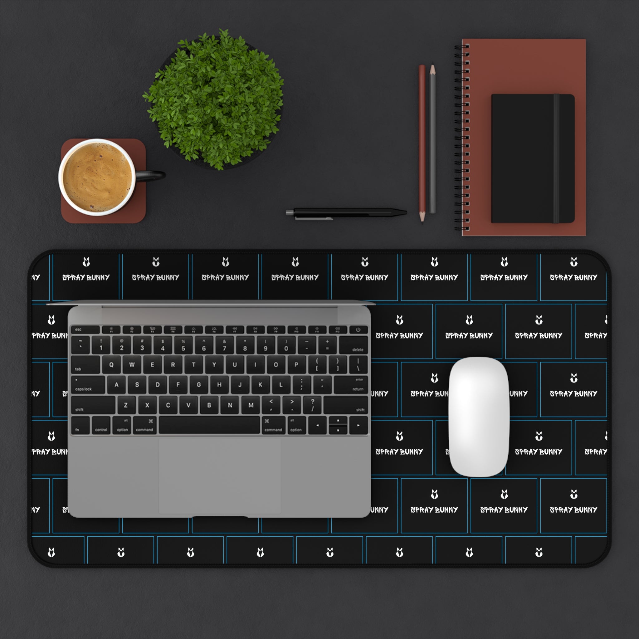 Spray Bunny Logo Desk Mat | Business Casual Accessories Black