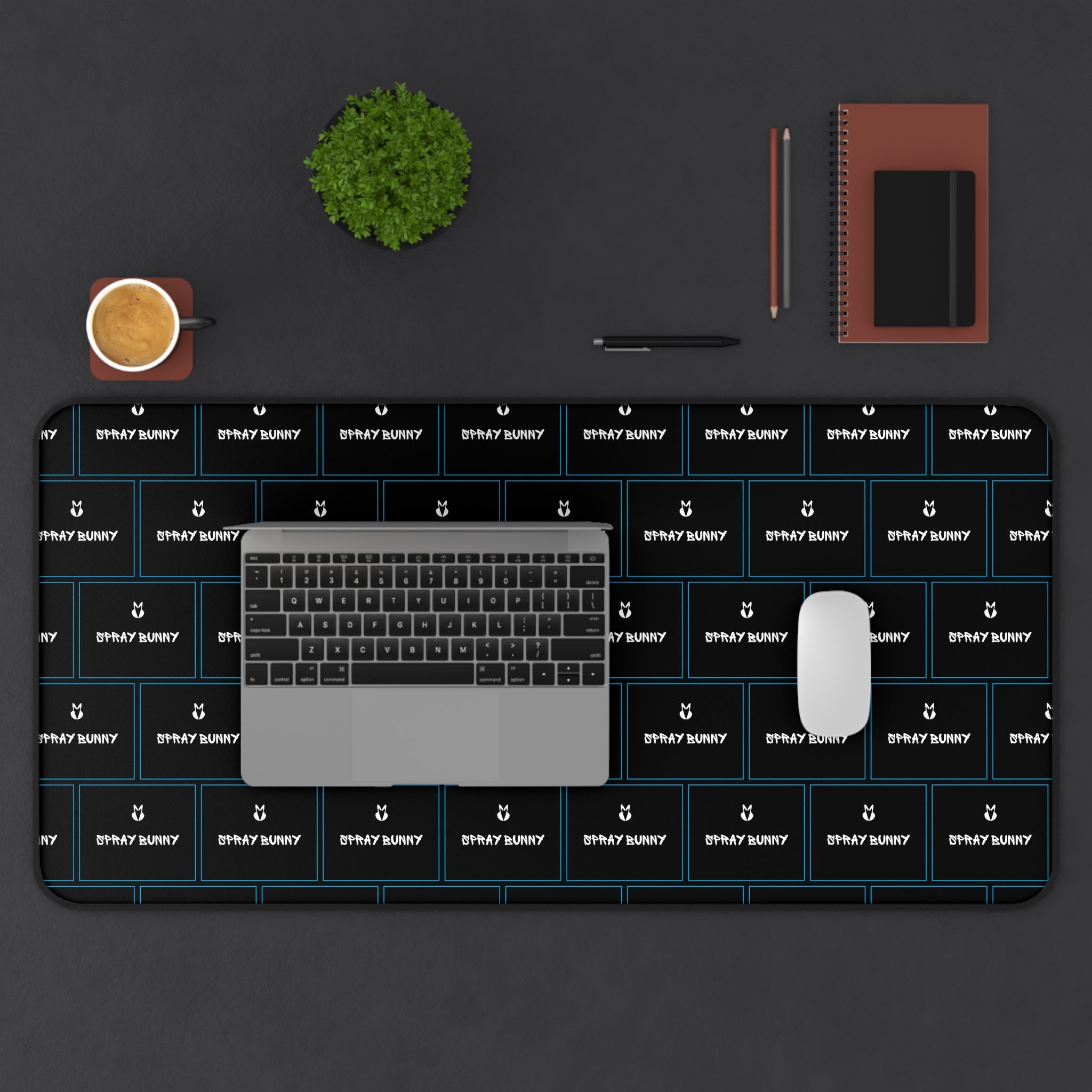 Spray Bunny Logo Desk Mat | Business Casual Accessories Black