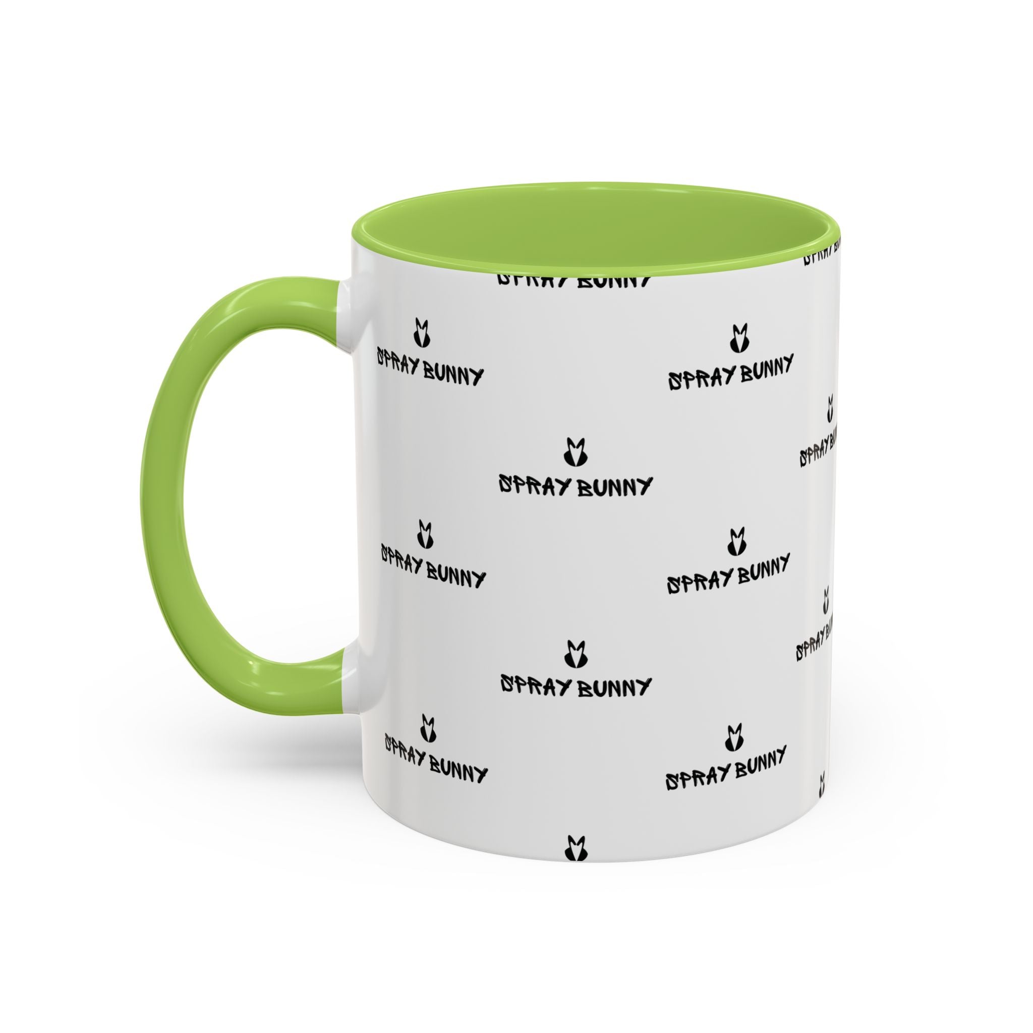 Spray Bunny Patterned Black Handle & Rim Ceramic Mug (11/15 oz)