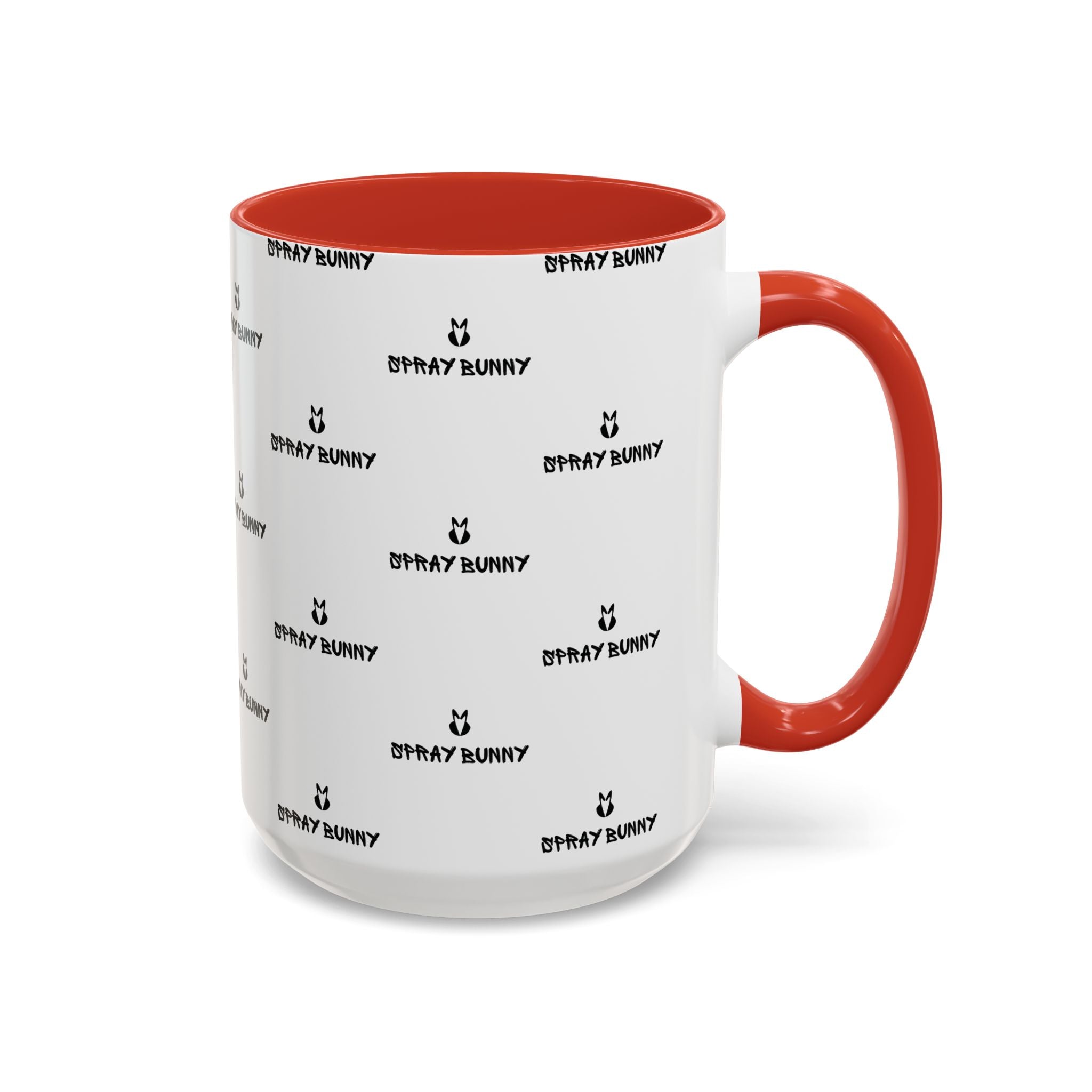 Spray Bunny Patterned Black Handle & Rim Ceramic Mug (11/15 oz)