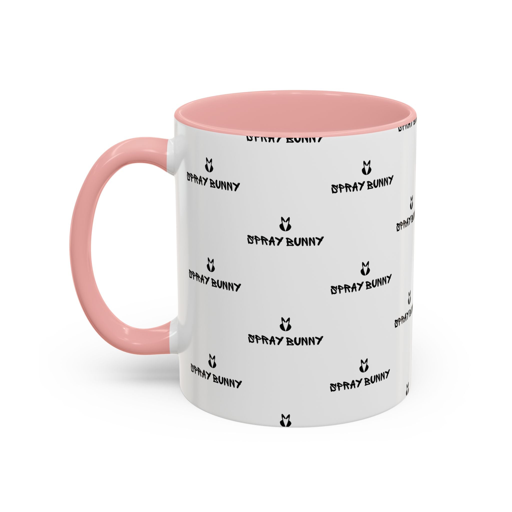 Spray Bunny Patterned Black Handle & Rim Ceramic Mug (11/15 oz)