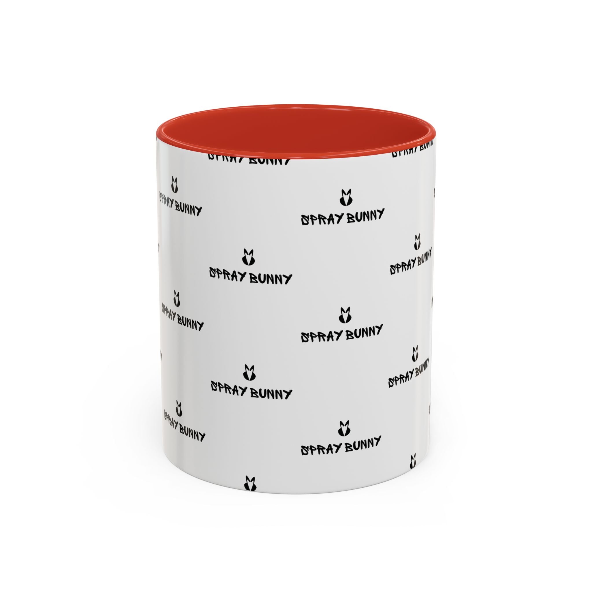 Spray Bunny Patterned Black Handle & Rim Ceramic Mug (11/15 oz)