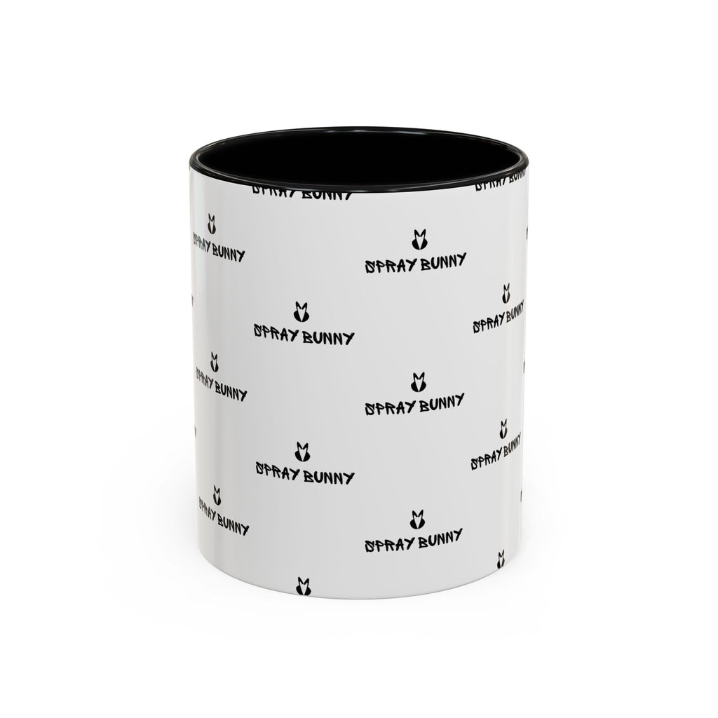 Spray Bunny Patterned Black Handle & Rim Ceramic Mug (11/15 oz)