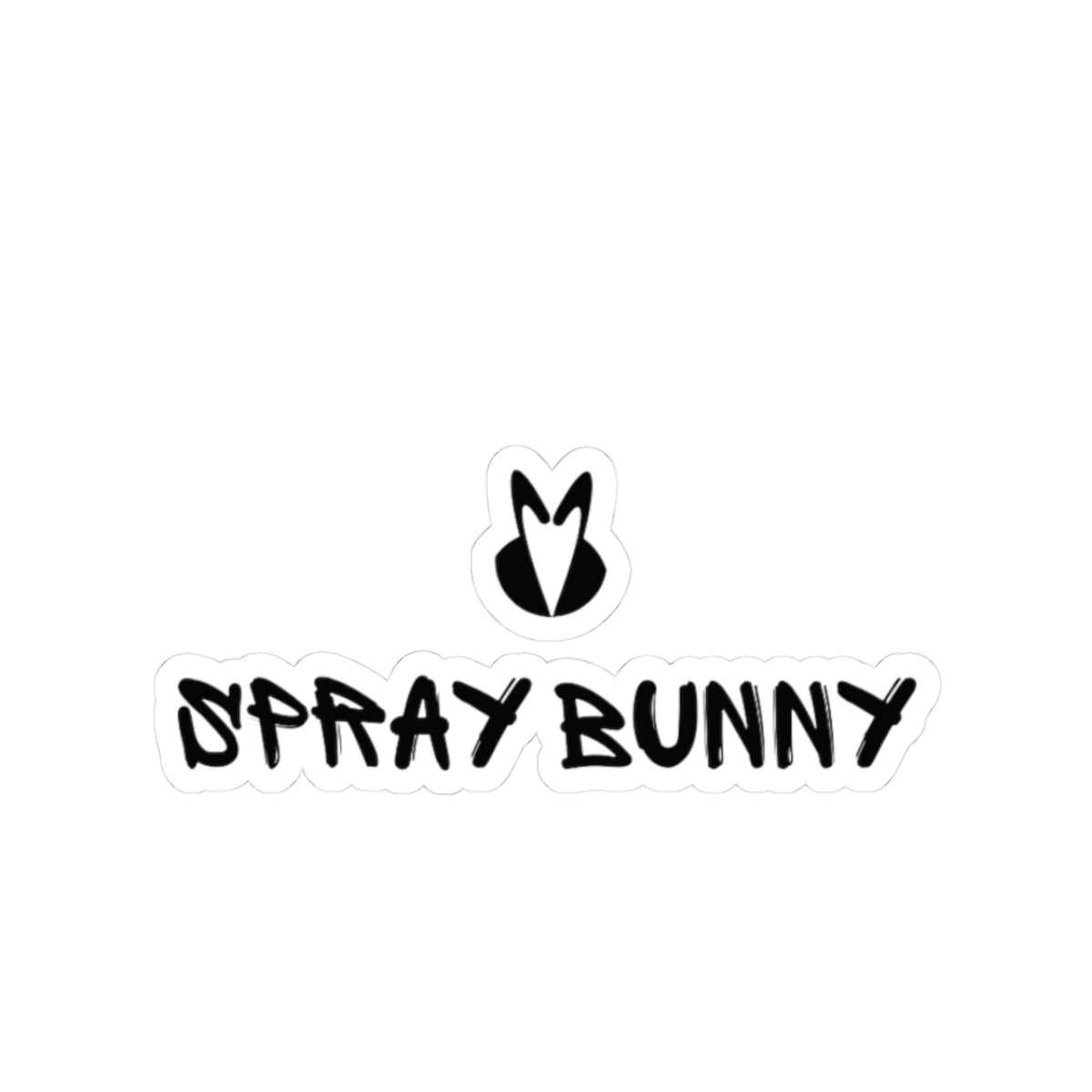 Spray Bunny Kiss-Cut Sticker — Black Graffiti Bunny Decal for Laptops, Skateboards & Water Bottles