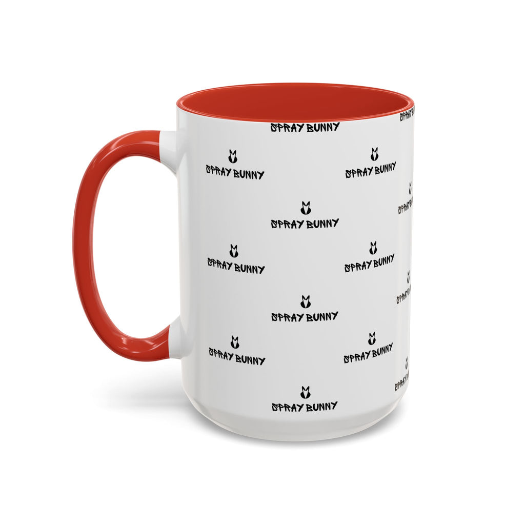 Spray Bunny Patterned Black Handle & Rim Ceramic Mug (11/15 oz)