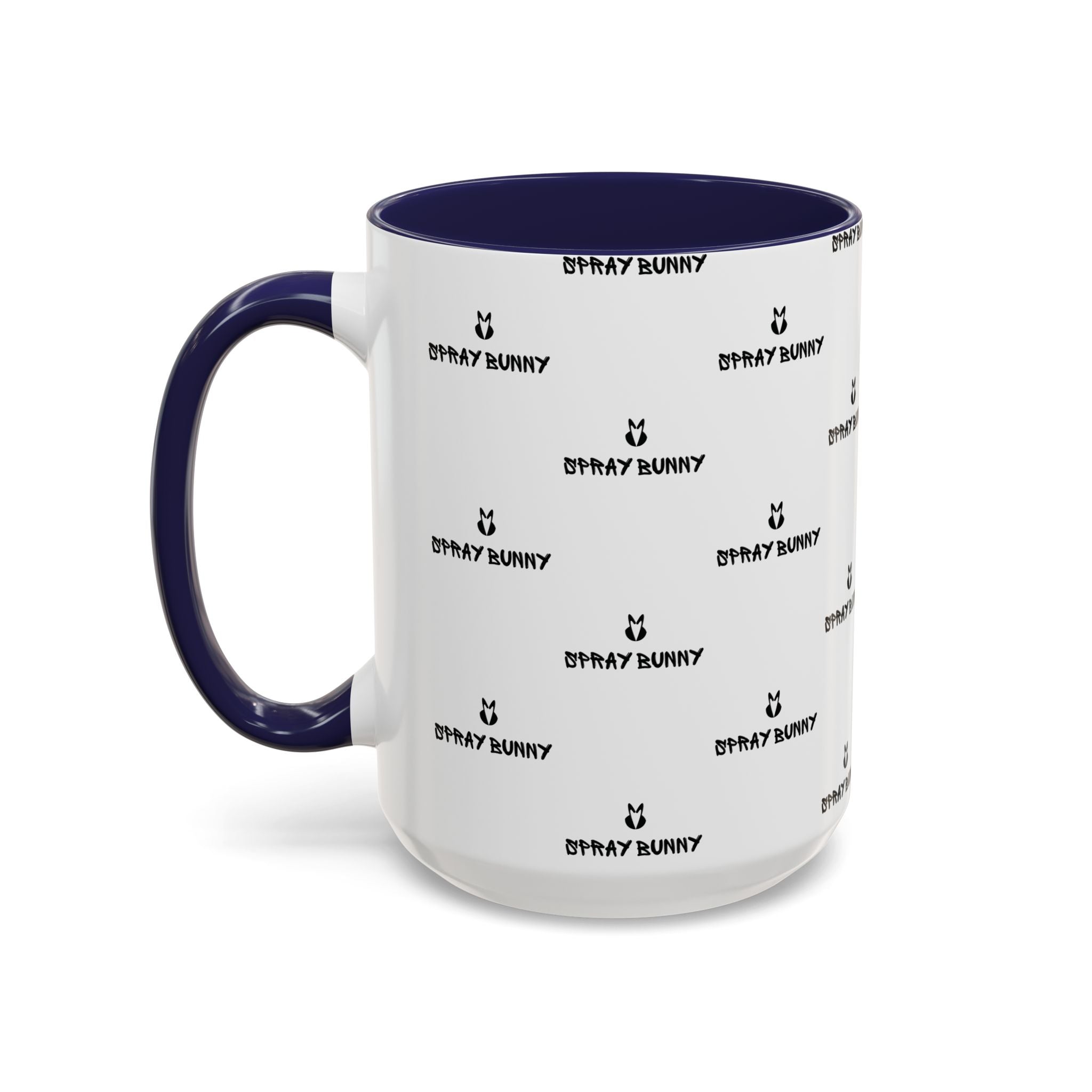Spray Bunny Patterned Black Handle & Rim Ceramic Mug (11/15 oz)
