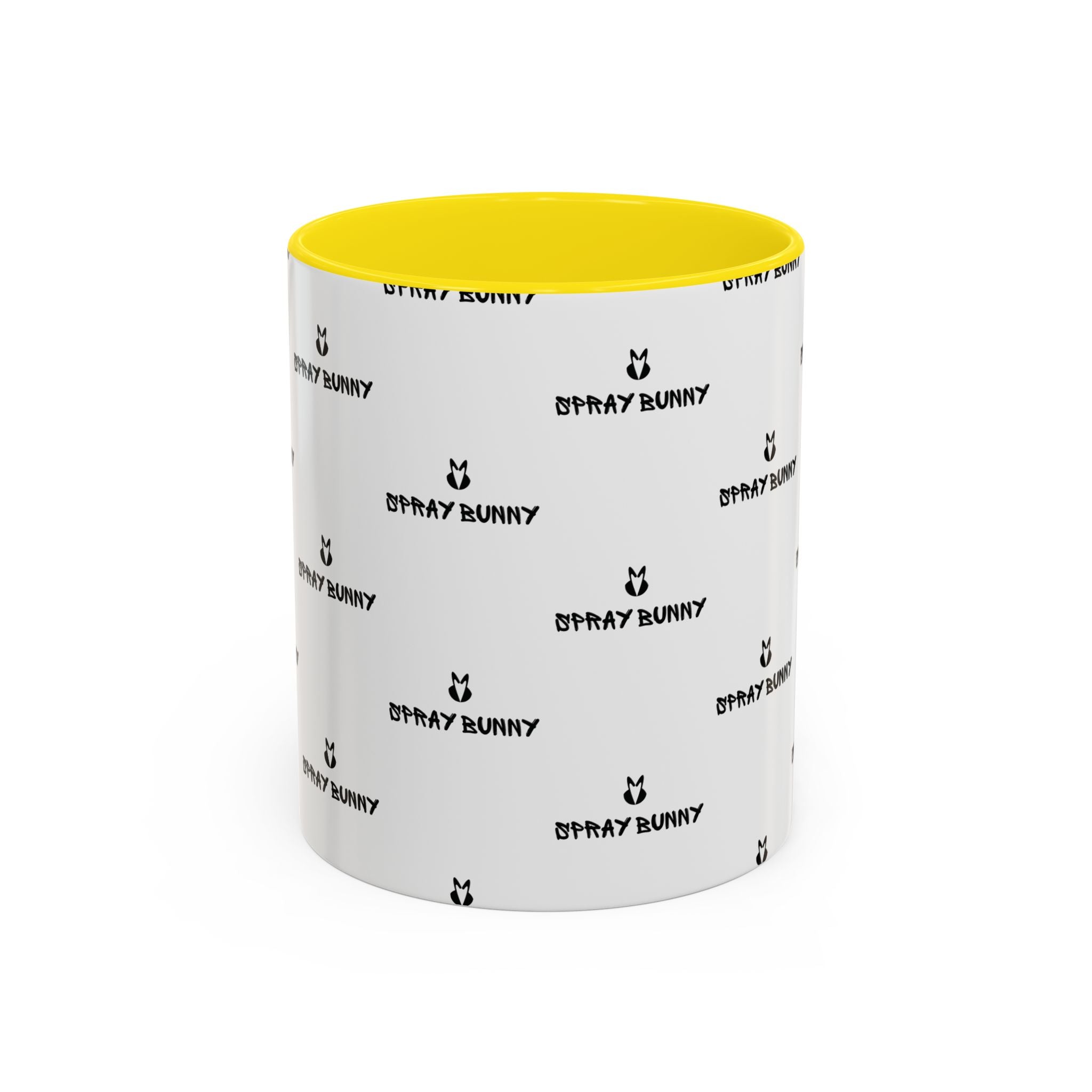 Spray Bunny Patterned Black Handle & Rim Ceramic Mug (11/15 oz)
