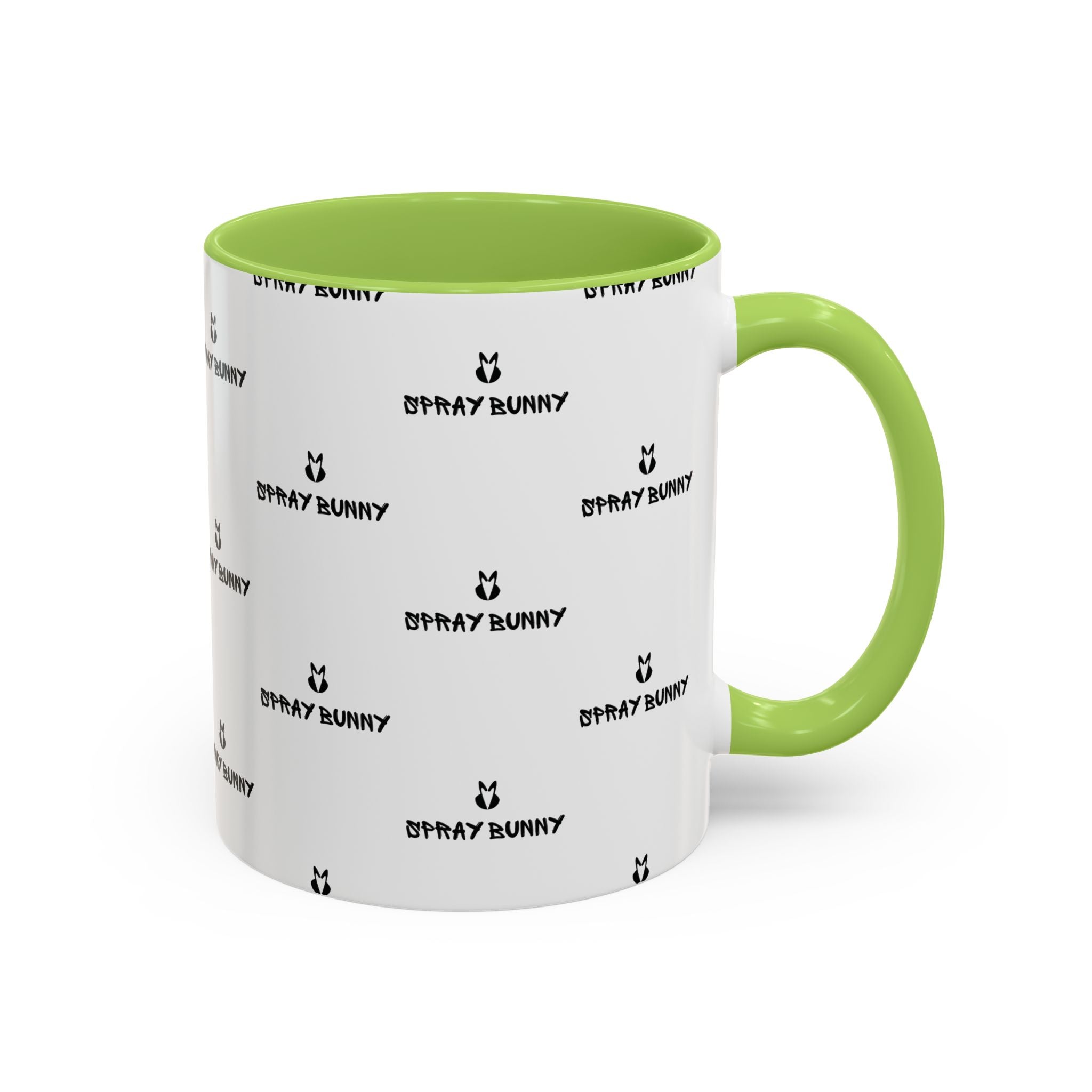 Spray Bunny Patterned Black Handle & Rim Ceramic Mug (11/15 oz)