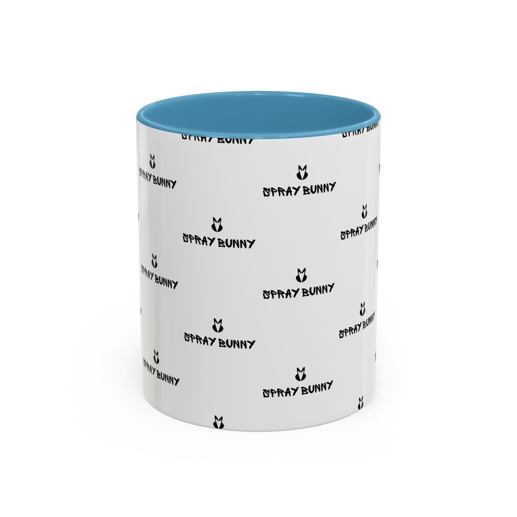 Spray Bunny Patterned Black Handle & Rim Ceramic Mug (11/15 oz)