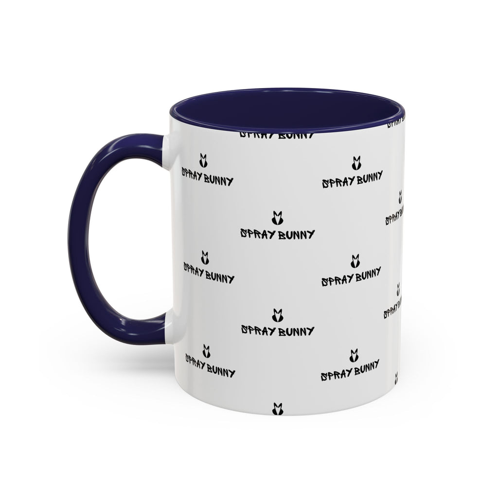Spray Bunny Patterned Black Handle & Rim Ceramic Mug (11/15 oz)