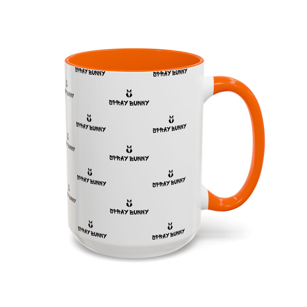 Spray Bunny Patterned Black Handle & Rim Ceramic Mug (11/15 oz)
