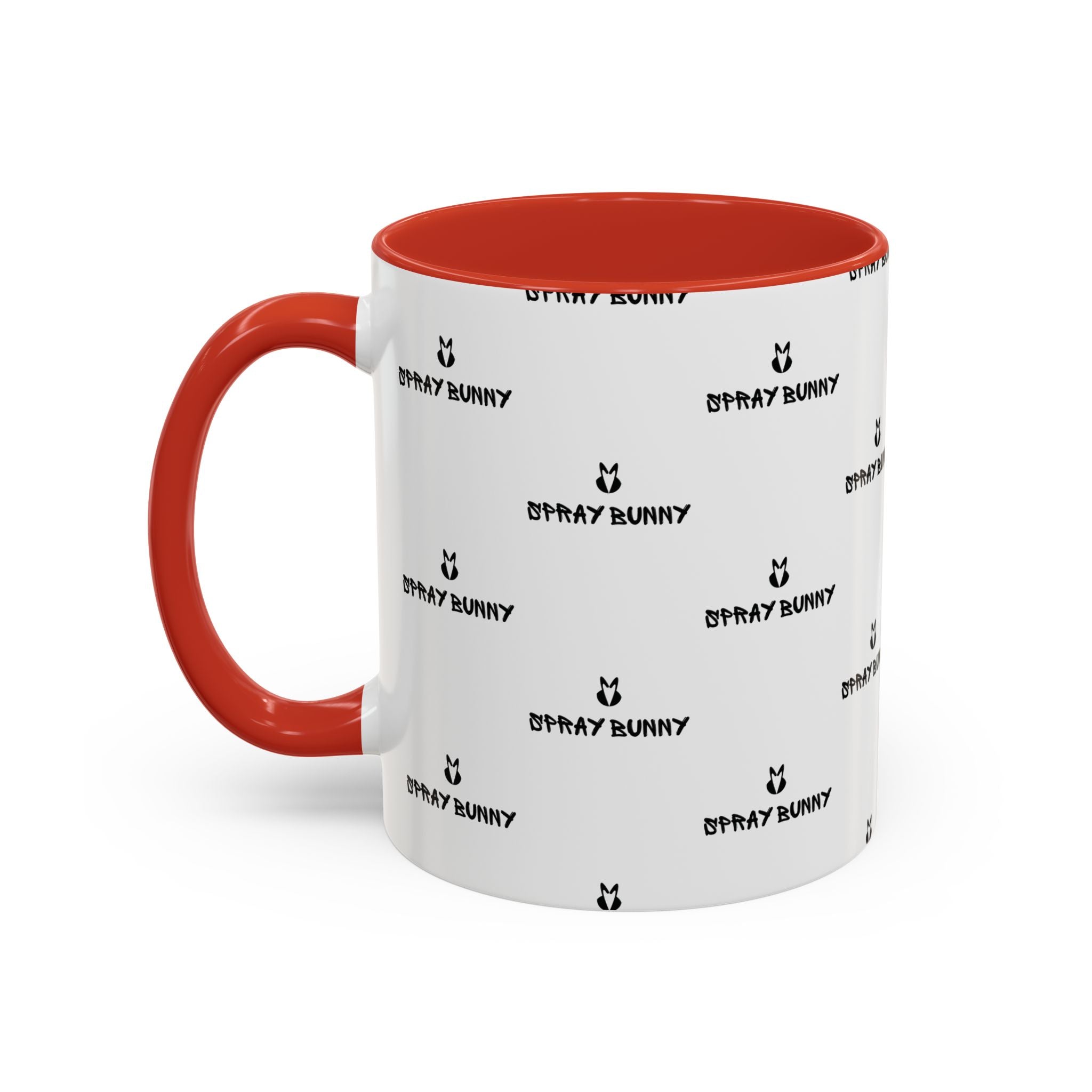 Spray Bunny Patterned Black Handle & Rim Ceramic Mug (11/15 oz)