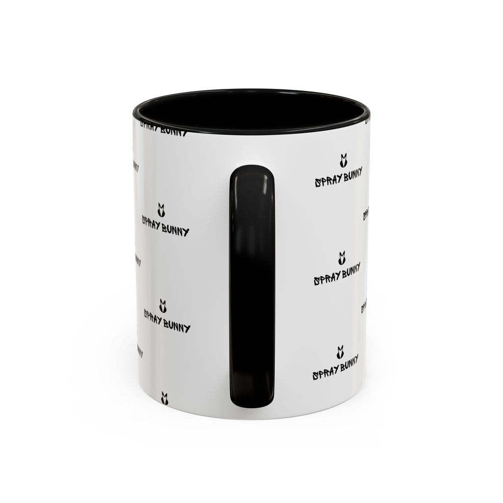 Spray Bunny Patterned Black Handle & Rim Ceramic Mug (11/15 oz)
