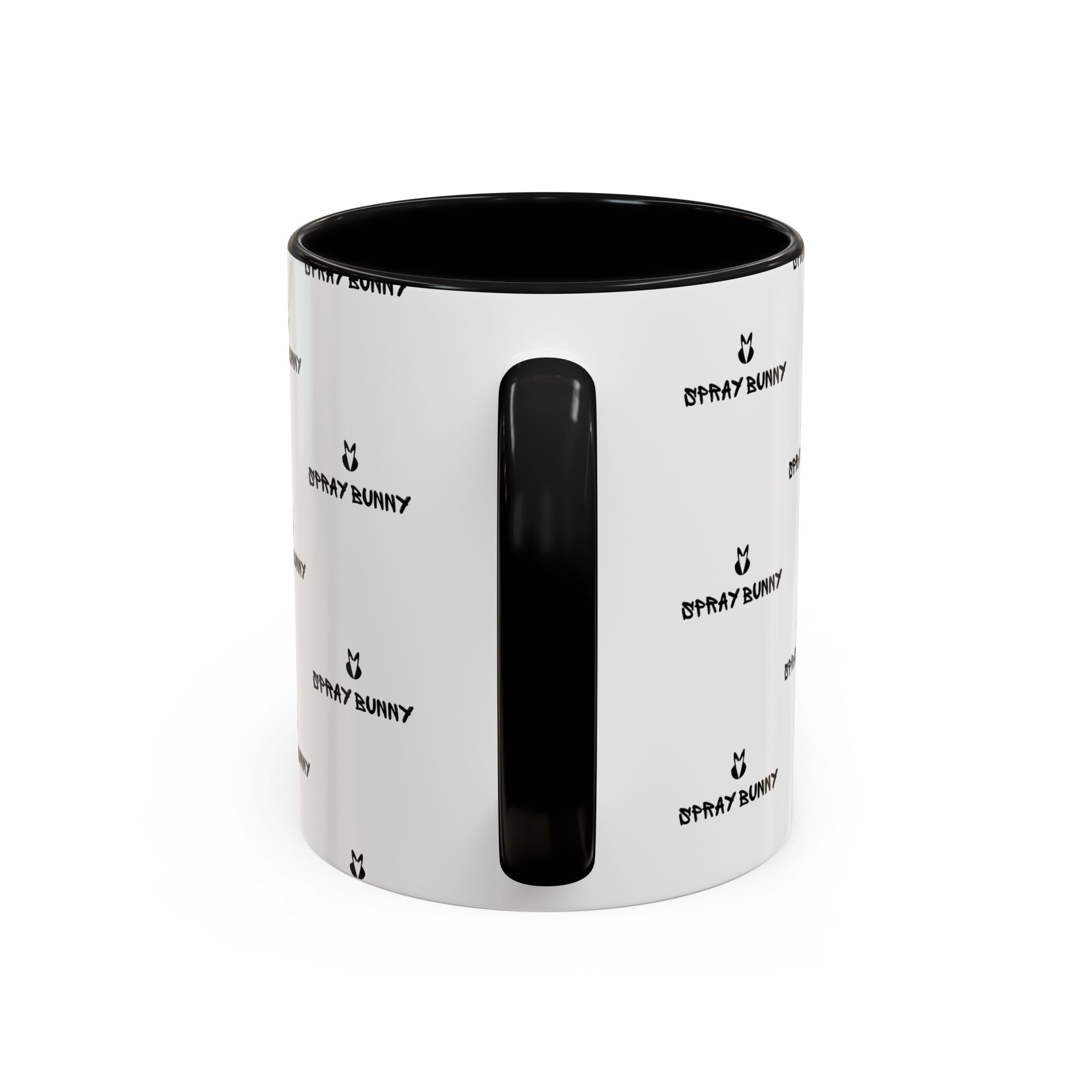 Spray Bunny Patterned Black Handle & Rim Ceramic Mug (11/15 oz)