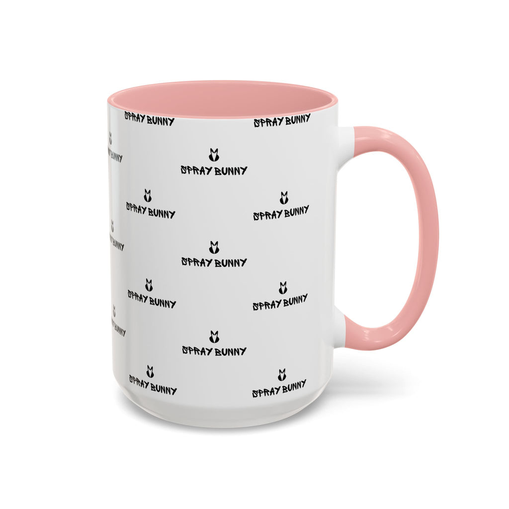 Spray Bunny Patterned Black Handle & Rim Ceramic Mug (11/15 oz)