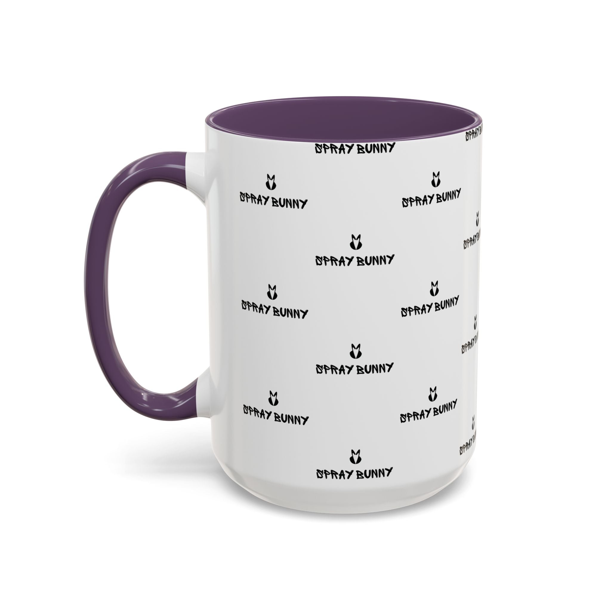 Spray Bunny Patterned Black Handle & Rim Ceramic Mug (11/15 oz)