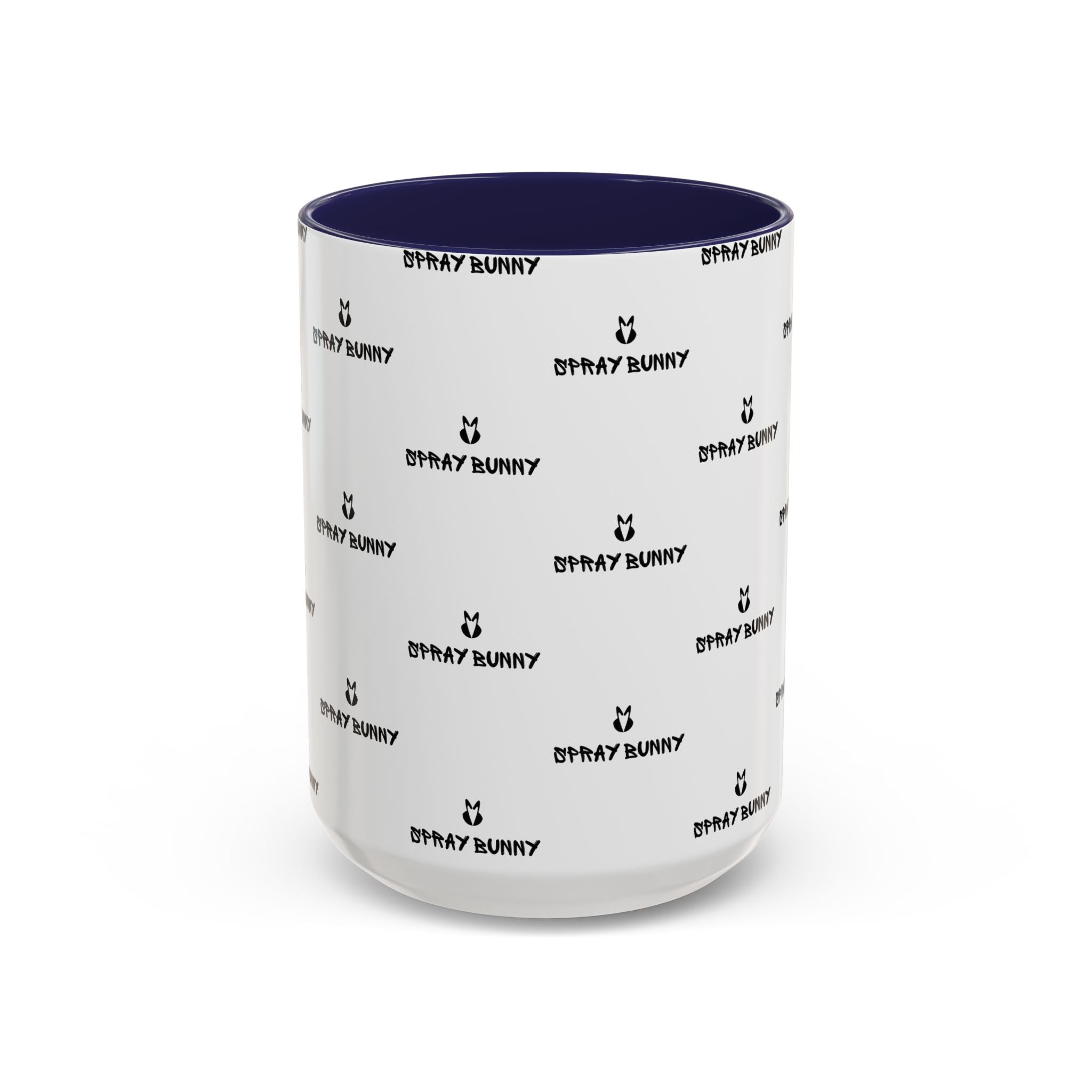 Spray Bunny Patterned Black Handle & Rim Ceramic Mug (11/15 oz)