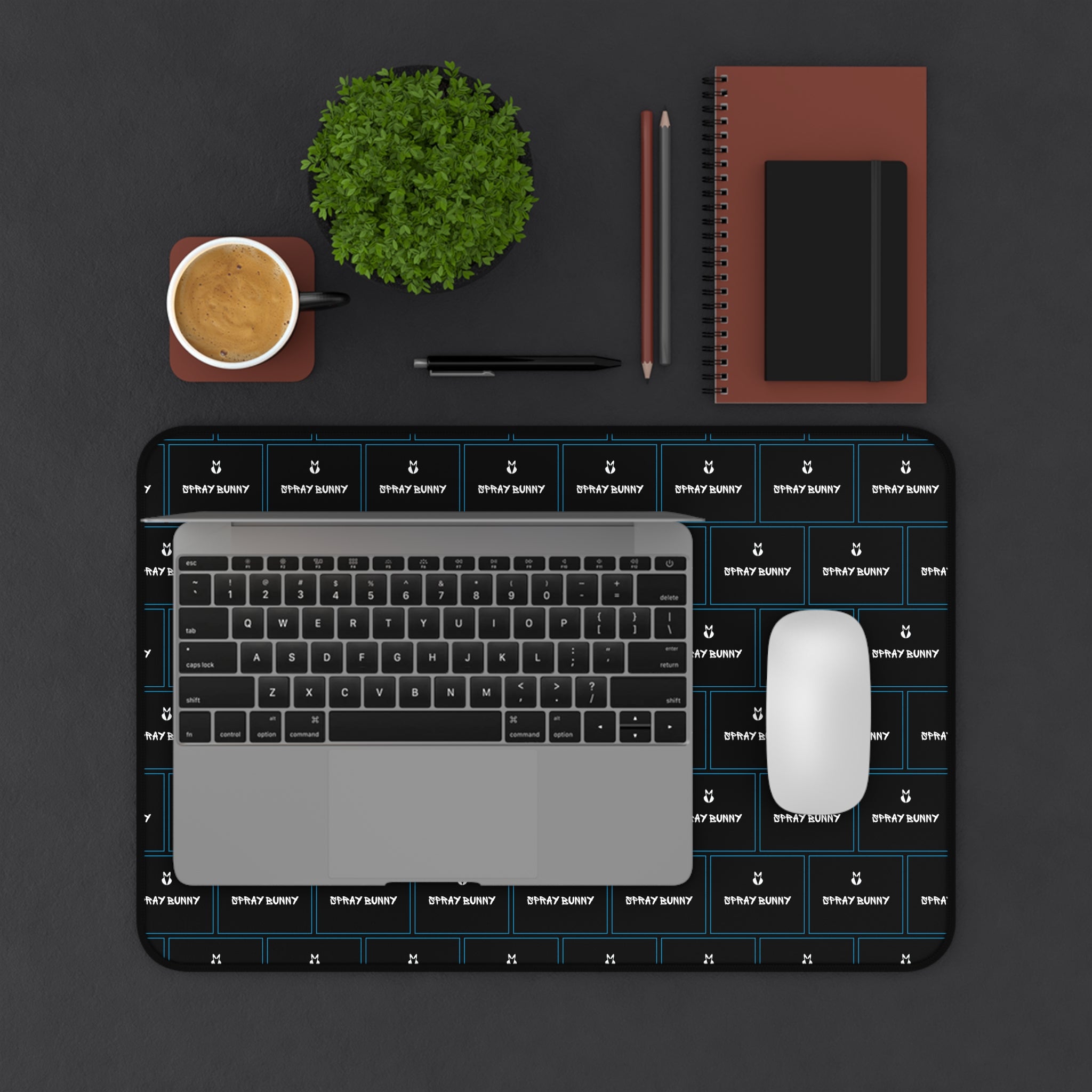 Spray Bunny Logo Desk Mat | Business Casual Accessories Black