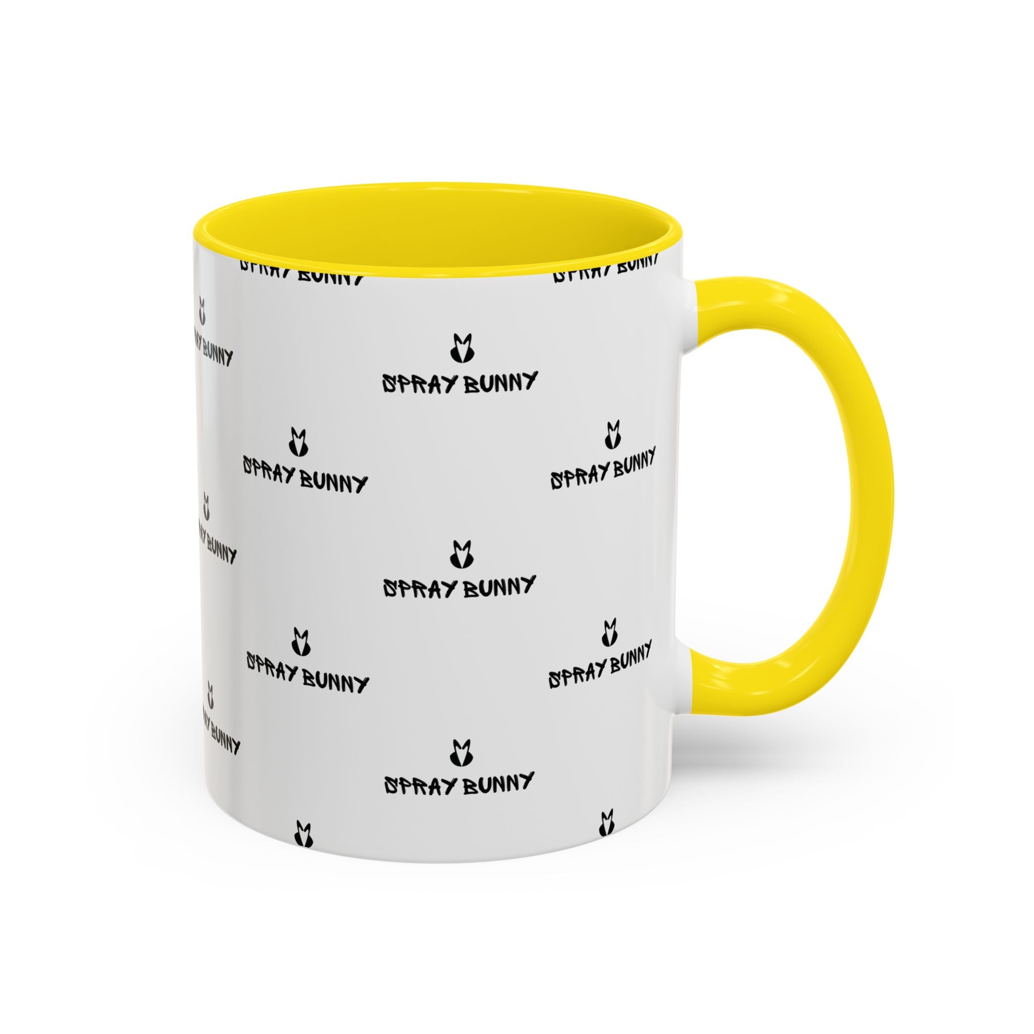Spray Bunny Patterned Black Handle & Rim Ceramic Mug (11/15 oz)