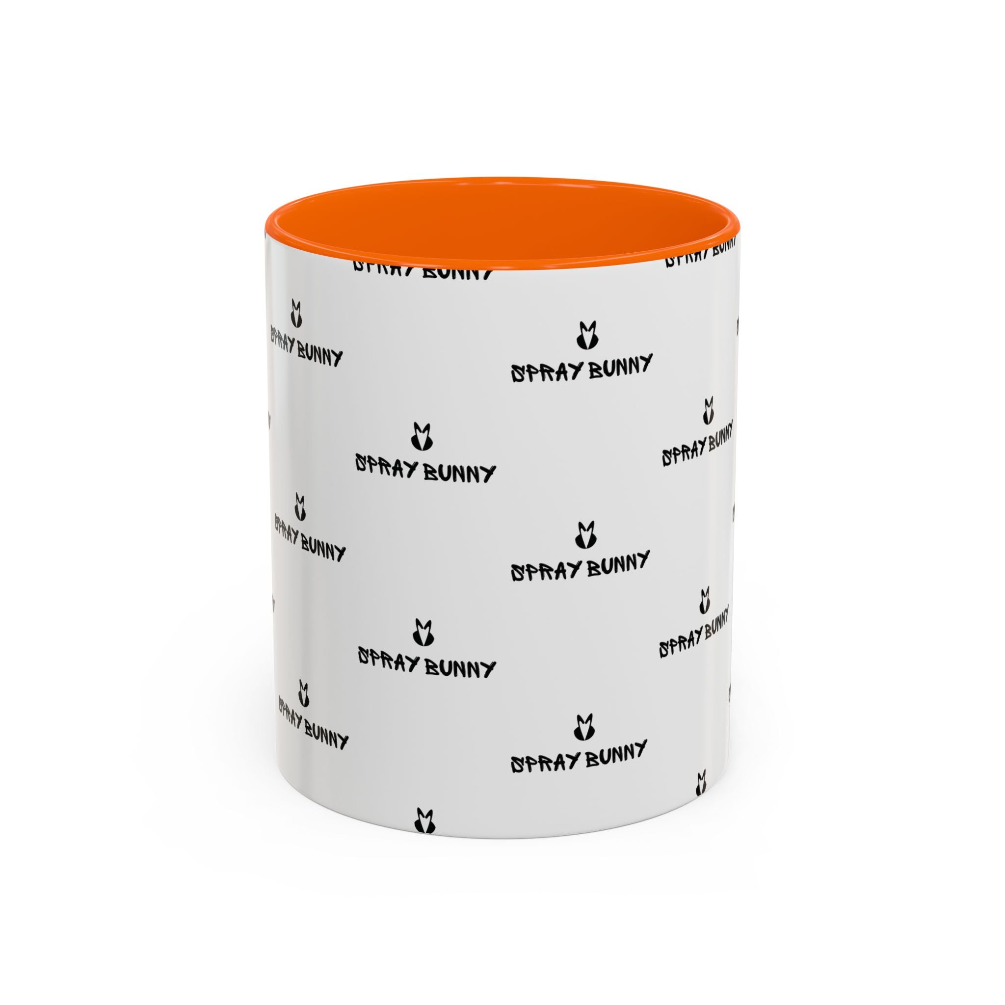 Spray Bunny Patterned Black Handle & Rim Ceramic Mug (11/15 oz)