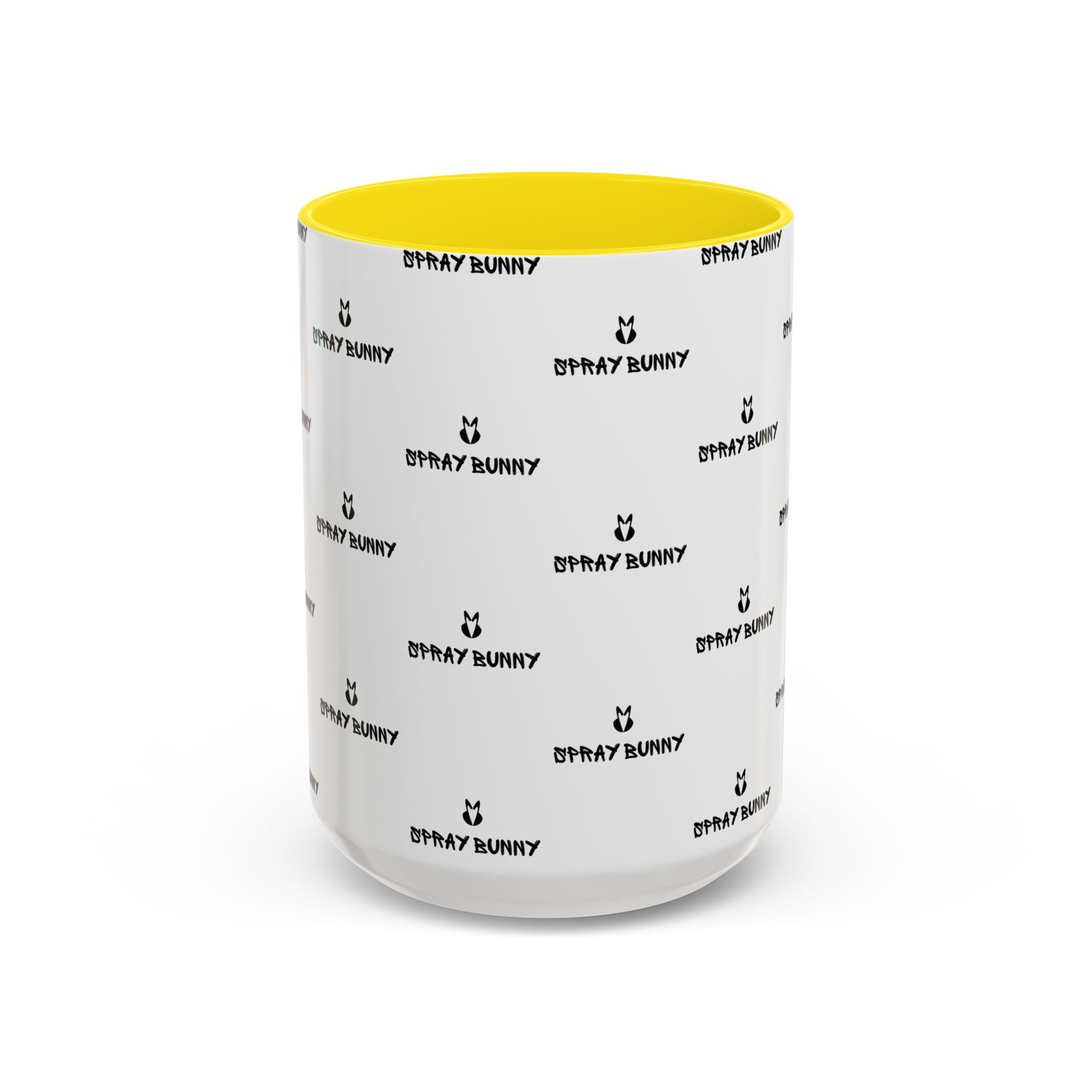 Spray Bunny Patterned Black Handle & Rim Ceramic Mug (11/15 oz)