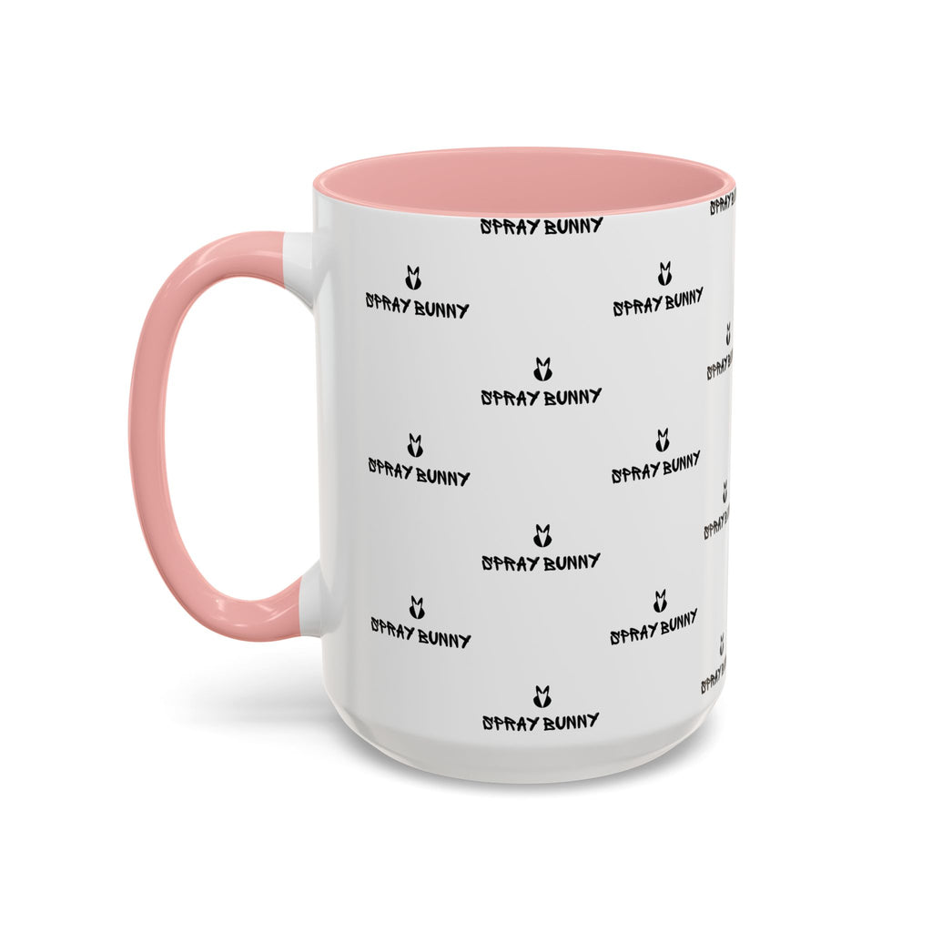 Spray Bunny Patterned Black Handle & Rim Ceramic Mug (11/15 oz)