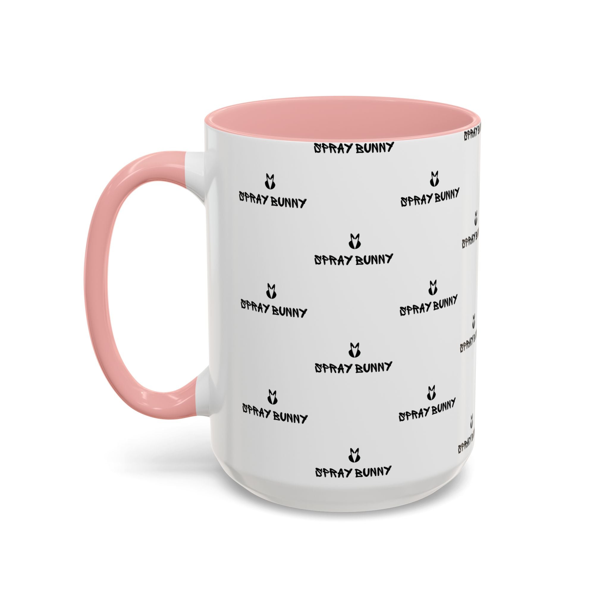 Spray Bunny Patterned Black Handle & Rim Ceramic Mug (11/15 oz)