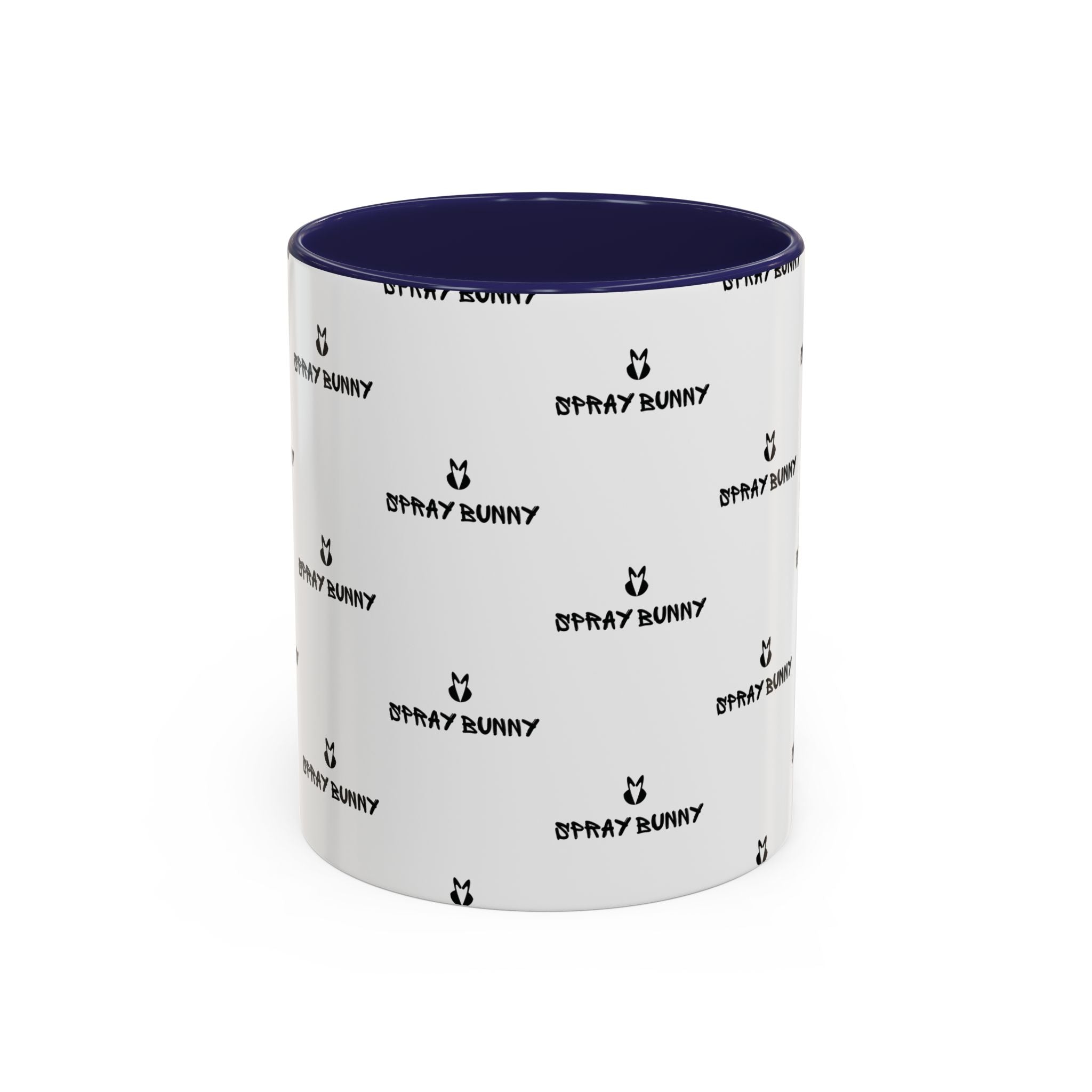 Spray Bunny Patterned Black Handle & Rim Ceramic Mug (11/15 oz)